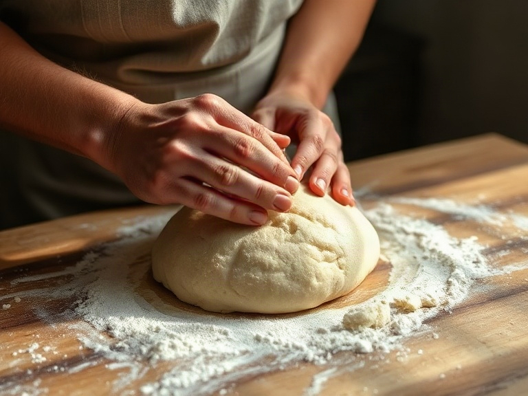 Baker carefully shaping sourdough dough at Fjord & Flour