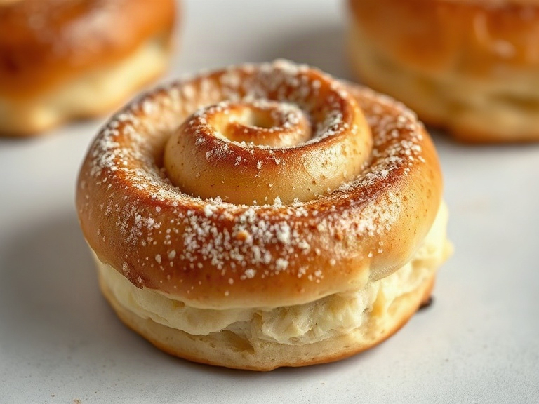 Golden cardamom bun dusted with pearl sugar
